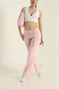 Pantalon cargo décontracté à taille haute avec poches latérales à rabat, pantalon de jogging pour femme, idéal pour l'entraînement et la course à pied - Product Image 6