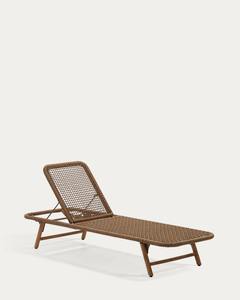 Chaise longue d'extérieur en teck et aluminium avec corde tressée à la main – Chaise longue de piscine pour hôtel, mobilier de jardin - Product Image 5
