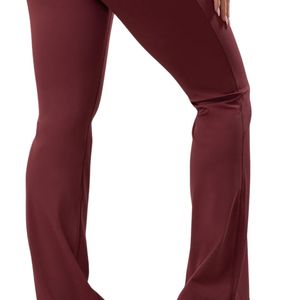 Women's Burgundy <b>Flared</b> Yoga <b>Legging</b> High Rise Stretch Workout Pants Sculpting Fitness Gymwear Activewear Apparel - Product Image 4