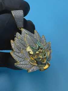 Pendentif Dragon Ball Z Super Saiyan plaqué or, serti de moissanite, bijoux hip-hop sur le thème des dessins animés, unisexe - Product Image 4