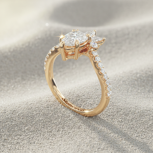 Anillo de Compromiso con Diamante Cultivado en Laboratorio, Chapado en Oro Rosa, Estilo Vintage, Oro de 14K, Corte Marquesa, Anillo Halo, Fabricante de Joyería Personalizada, OEM, ODM - Product Image 3