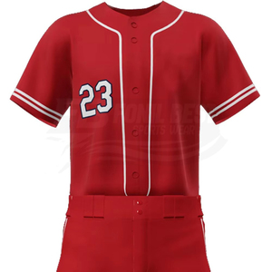 Red <b>Baseball</b> Uniform Men's Short Sleeve Jersey Pants Set with Number 23 Embroidery Moisture Wicking Polyester All Seasons Adult - Product Image 5