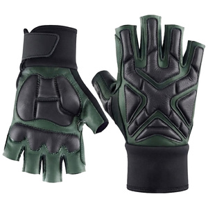 Half Finger <b>Leather</b> Gym <b>Gloves</b> Adjustable Wrist Strap Weight Lifting Fitness Training Unisex Breathable Hand Grips - Product Image 5