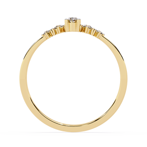 Anillo de Diamantes con Corte Marquesa para Mujer con Piedras Laterales Redondas en Oro Amarillo de 14k, Estilo Clásico de Compromiso - Product Image 3