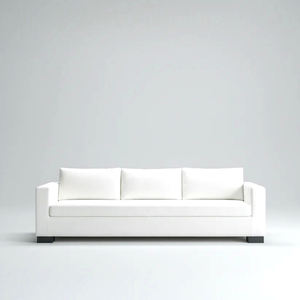 Canapé 3 places en tissu moderne et minimaliste, canapé contemporain blanc rembourré avec accoudoirs sur mesure et pieds en blocs de bois massif - Product Image 6