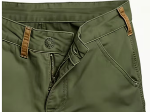 Men s Green <b>Cargo</b> Denim <b>Shorts</b> With Brown Patches Mid Waist Casual Summer Wear Breathable Woven Fabric - Product Image 3