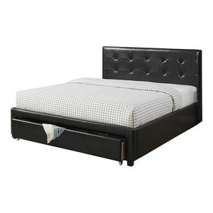 <b>Queen</b> <b>Size</b> Faux Leather Upholstered <b>Bed</b> with Black Storage Under <b>Bed</b> Bedroom Furniture - Product Image 4