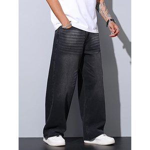 Men <b>Hip</b> Hop Streetwear Jeans Oversized Baggy Wide Leg Denim Pants Casual Fashion Clothing - Product Image 4