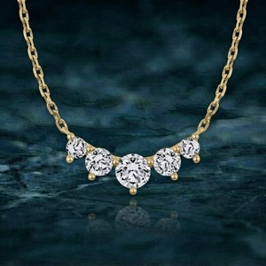 Collar con Colgante Graduado de 5 Piedras de Diamante Cultivado en Laboratorio Redondo EF VVS1, Cadena de Oro Amarillo de 14K, Certificado IGI, Regalo para Novia - Product Image 1