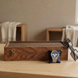 Caja Organizadora de Relojes de Madera con Tapa de Cristal, Estuche de Madera para Relojes de Lujo para Hombre de AYAANS - Product Image 1