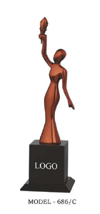 Elegant Office Metal Statue Graceful Lady Dial Shape Professional Workspace Desk Decor In Golden Silver Copper Bronze Finishes - Product Image 6