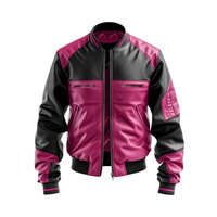 Blouson Bomber en Cuir Rouge et Noir à Blocs de Couleurs pour Homme, Style Moto, Fermeture Éclair, Col Rabattu, Vêtement d'Automne, Grandes Tailles