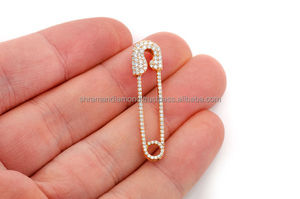 Trendy Luxurious 10K <b>Solid</b> <b>Gold</b> Safety Pin Charms <b>Pendant</b> Lab Grown Diamond Customizable Women's Jewelry for All Occasions Gifts - Product Image 6