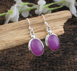 Boucles d'oreilles pendantes en jade violet naturel, argent sterling 925, bijoux de luxe en pierres précieuses pour les occasions de mariage et de fête - Product Image 3