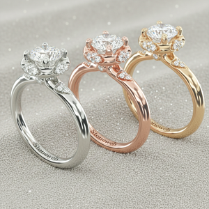 แหวนหมั้นสไตล์วินเทจชุบทองคำสีกุหลาบแบบ Pav Halo ที่จัดวางอย่างลงตัว ได้รับการรับรอง - Product Image 5