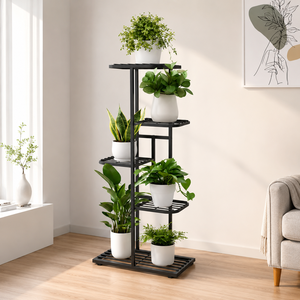 Soporte de Metal Negro de Varios Niveles para Plantas, Estante para Macetas de Interior y Exterior, Soporte de Exhibición para Balcón y Jardín, Decoración Moderna - Product Image 3