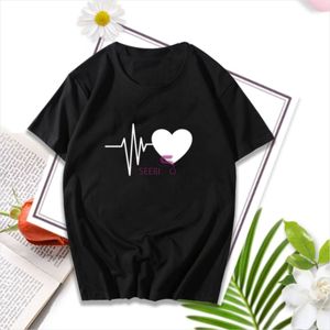 European American Casual Sexy Pentagram Printed Crew Neck Short Sleeved Women's 100% Cotton Knitted <b>Top</b> Slim Fit 180g Spring - Product Image 6