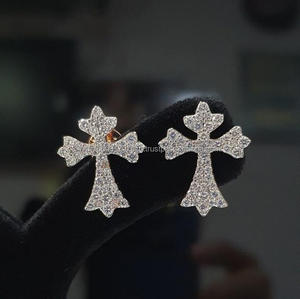Korean Style Crystal Cross <b>Stud</b> Earrings Elegant Fashion Jewelry For Women Daily And Party Wear - Product Image 2