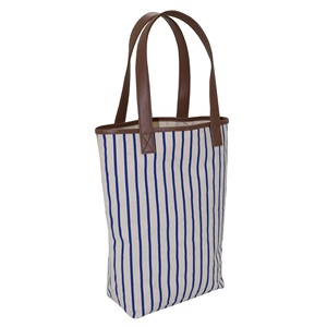 Stylish Girls' 12 Oz Natural <b>Canvas</b> <b>Tote</b> Bag All-Over Stripe Print Pattern PU Trimmed Handle Fashionable Top Shopping - Product Image 2