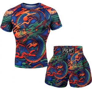 Pantalones cortos de lucha de boxeo personalizados para hombres, conjuntos de ropa deportiva para adultos, camisetas de entrenamiento físico, pantalones cortos de playa Mma Brazilian Jiu-jitsu - Product Image 1