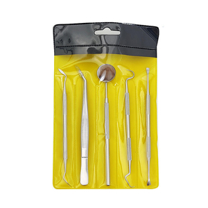 5 Pcs Metal <b>Plastic</b> Dental Examination Set Basic Dental Kit Mouth <b>Mirror</b> Probe Scraper Tweezer Teeth Hygiene Tools CE Certified - Product Image 1