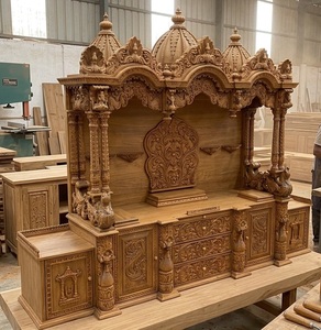 Templos de Gran Tamaño Personalizados con Gabinete, Compre Mandir de Madera de Gran Tamaño a Precios de Mayoreo, Mandir Swaminarayan Marrón - Product Image 6