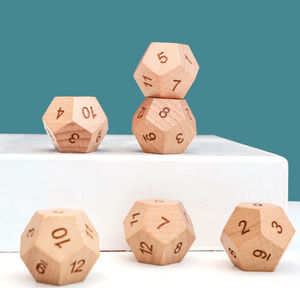 Dés hexagonaux à 12 faces en bois de hêtre de 3 cm pour jeux de société, accessoires pour jeux de cartes et de couple, artisanat en bois, boîtes en bois, enseignes murales - Product Image 2