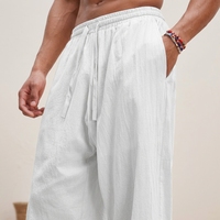 Pantalon large décontracté pour homme en lin 100% OEM, taille élastique, respirant, écologique, séchage rapide, multi-poches