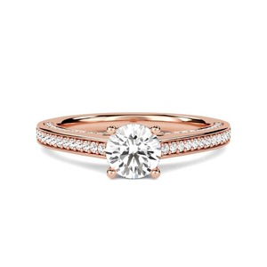 Anillo de compromiso único con diamante redondo de 0.75 quilates, diamante cultivado en laboratorio, en oro amarillo, blanco, rosa y platino de 18 quilates. - Product Image 3