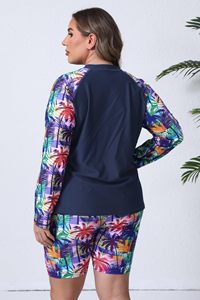 Traje de Baño de Dos Piezas para Mujer, Manga Larga, Bloques de Color, con Protección Solar de Secado Rápido para Surf y Actividades al Aire Libre - Product Image 3