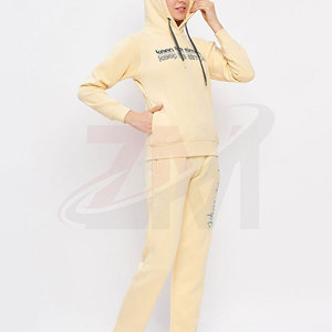 Chándal para Mujer con Capucha, Manga Larga, 100% Algodón, Transpirable, Diseño Casual Simple, Estampado con Letras, Color Amarillo - Product Image 4