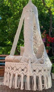 Balançoire double en macramé pour patio, Balançoire de patio, Balançoire en macramé, Balançoire suspendue en macramé, Chaise en macramé, Chaise hamac, Balançoire de jardin, Cadeau de pendaison de crémaillère - Product Image 2