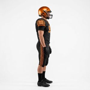 Camiseta de Fútbol Americano Personalizada de Moda para Hombre, Manga Corta, Cuello en V, Negra y Naranja, Sublimada, Absorbente de Humedad, Ajustada, Uniforme para Adultos - Product Image 5