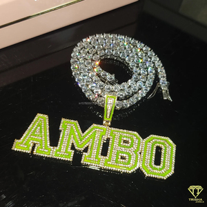 Custom " Grace " Letter Pendant Necklace <b>Iced</b> <b>Out</b> Lab Grown Diamond Hip Hop Tennis <b>Chain</b> Jewelry - Product Image 5