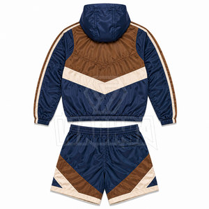 Modern Windbreaker <b>Shorts</b> <b>Set</b> Multi Color Puff Print Nylon Polyester <b>Hoodie</b> Outdoor Casual Windbreaker <b>Shorts</b> <b>Set</b> - Product Image 2