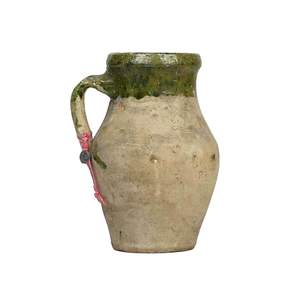 Pot à huile d'olive vintage en céramique émaillée de type Izmir, vase méditerranéen, décoration de table rustique style ferme, pièce maîtresse pour l'affichage de fleurs - Product Image 2