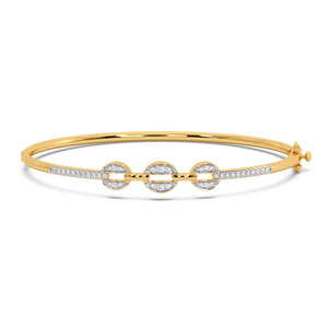 Bracelet en diamants à trois cercles avec bande fine en or jaune et design central rond symétrique - Product Image 1