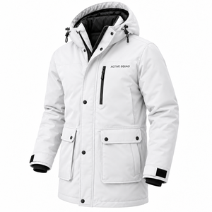 Parka d'hiver coupe-vent pour homme 2026, couleur unie, avec fermeture éclair et rembourrage en coton, élégante, décontractée, grande taille, OEM - Product Image 4