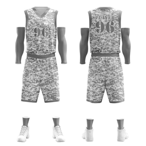 Conjunto de Uniforme de Baloncesto Sublimado Personalizado, Camuflaje, Cuello en V, Sin Mangas, Absorbe la Humedad, Unisex para Adultos - Product Image 6