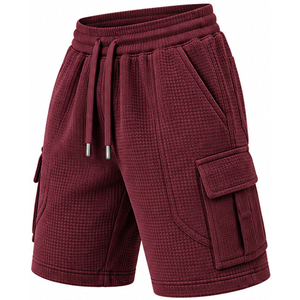 Shorts en maille gaufrée personnalisés pour hommes – Vente en gros, tenue décontractée athlétique, taille élastique avec cordon de serrage, pour la gym, l'entraînement, le fitness et le sport - Product Image 4