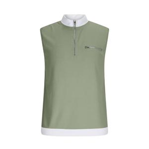 Men's Sleeveless Quarter-Zip Stand Collar Vest Knitted Solid Color Breathable Casual Muscle Tank <b>Top</b> with <b>Zipper</b> Pocket - Product Image 3