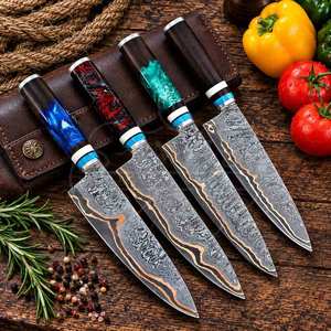 Cuchillo de Chef Premium de Acero Damasco y Cobre, 8-9.9 pulgadas, Acabado de Alto Brillo, Forjado a Mano, Mango Personalizado, Cuchillo de Cocina para Uso Profesional - Product Image 5