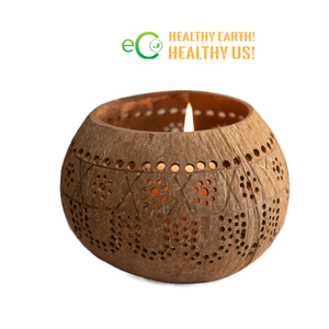 ที่ใส่เทียนทีไลท์ทำจากเปลือกมะพร้าวธรรมชาติ Eco2go เวียดนาม ผลิตด้วยมือ เป็นมิตรต่อสิ่งแวดล้อม สำหรับตกแต่งบ้าน มีตัวอย่างให้ทดลองใช้ฟรี - Product Image 1