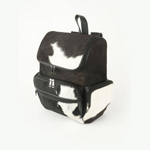 Sac à dos vintage en cuir véritable fait main, antivol, en peau de vache véritable avec fourrure, unisexe, logo personnalisable, 20-35L - Product Image 3