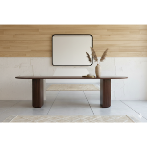 Mesa de Comedor Moderna de Mediados de Siglo, de Madera Sólida, con Altura Ajustable, Forma Ovalada, para Hotel, Apartamento, Hogar y Oficina - Product Image 1