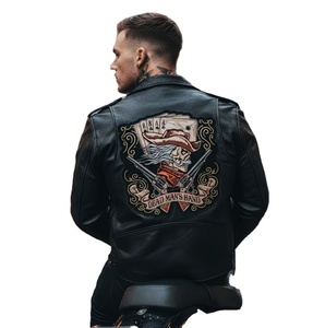 Chaqueta de Motociclista para Hombre, Personalizada OEM, de Alta Calidad, Bordada, de Cuero Genuino, con Cuello Camisero, Gruesa e Impermeable - Product Image 1
