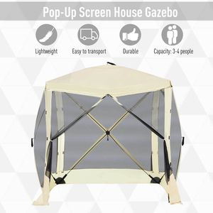    Gazebo Pop-Up Beige 7x7FT, Tenda Schermante per Singola Persona, Facile da Montare, con Rete Ventilante e Borsa per il Trasporto - Product Image 6