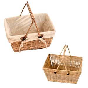 Eco-Friendly Wicker RATTAN <b>Storage</b> <b>Basket</b> Metal Frame Reinforced, <b>Basket</b> with Cotton Liner and Metal Frame - Product Image 1