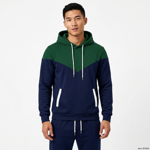 Ensemble sweat à capuche et pantalon color block pour homme, manches longues, cordon de serrage, survêtement décontracté, vêtement d'automne, matière respirante en polyester et coton - Product Image 3