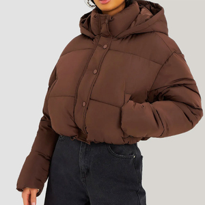 <b>Cropped</b> length Women Short <b>Puffer</b> <b>Jacket</b> Women's <b>Cropped</b> Padded Coat Weekend outerwear Custom Clothing Factory Wholesale Supply - Product Image 1